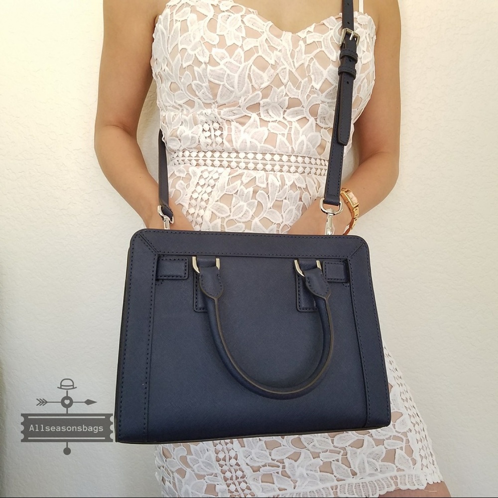 NWT Michael Kors Dillon satchel floral navy bag - Picture 6 of 8